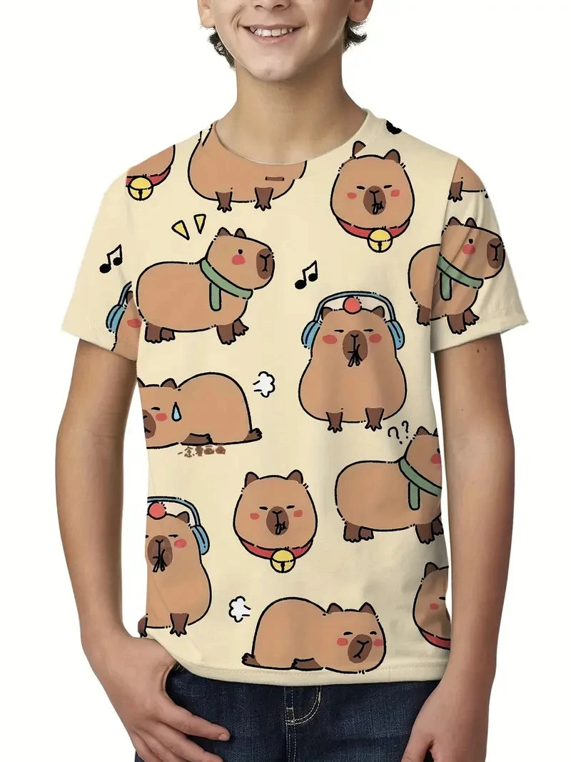 Kapybara T-shirts med 3D tryck