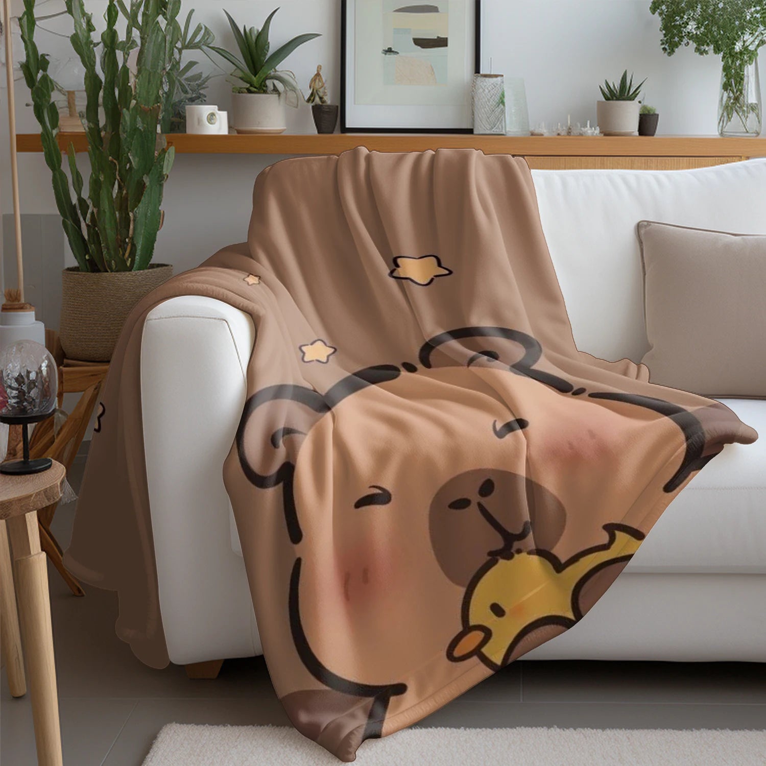 Stor filt med kapybara + anka