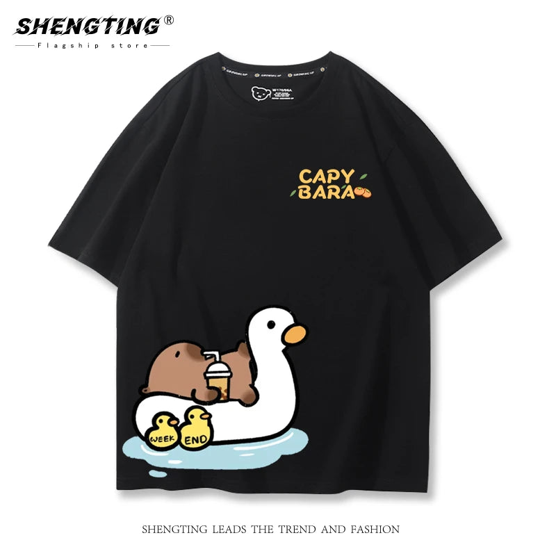 Kapybara, T-Shirt (Gul, svart, vit)