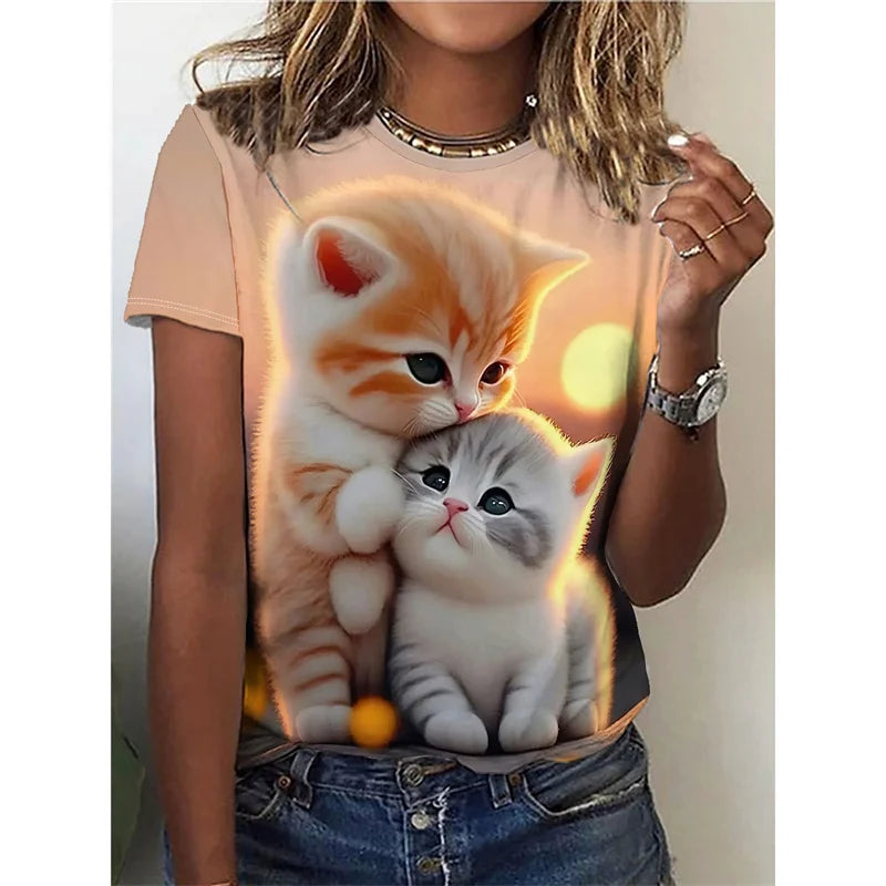 Katt, T-Shirt (3D tryck)