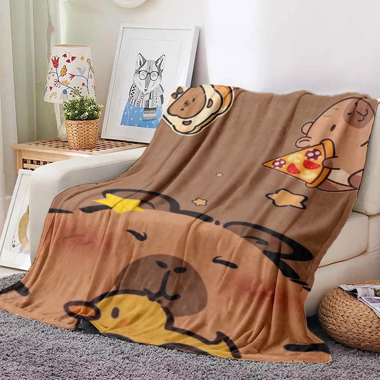 Stor filt med kapybara + anka