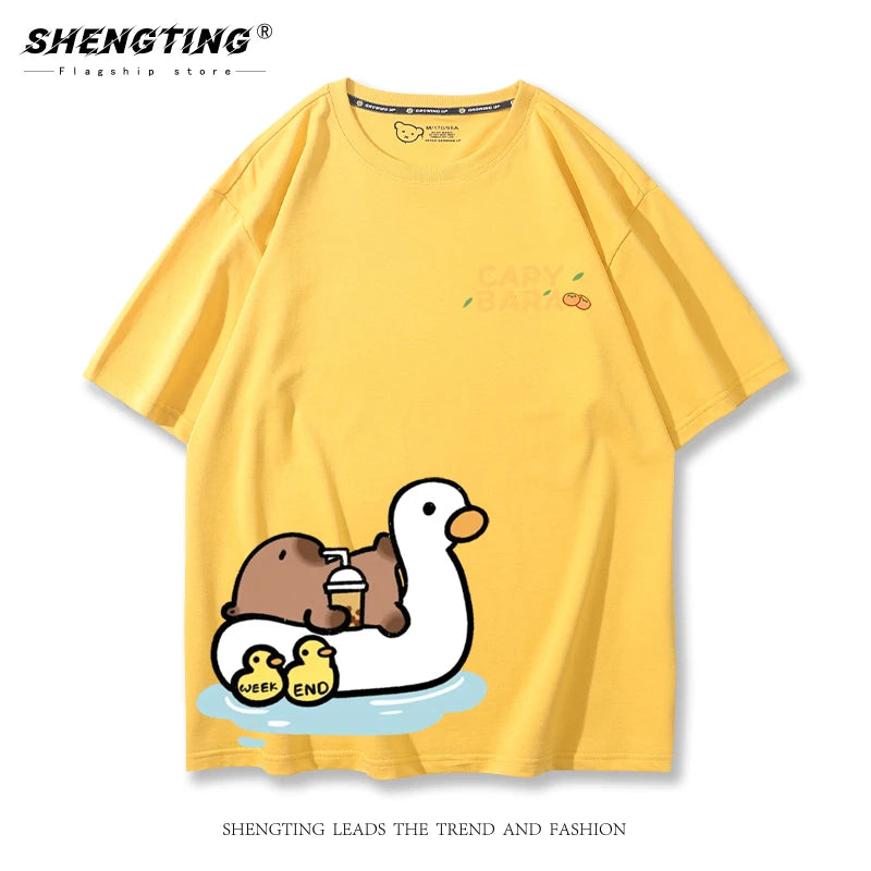 Kapybara, T-Shirt (Gul, svart, vit)