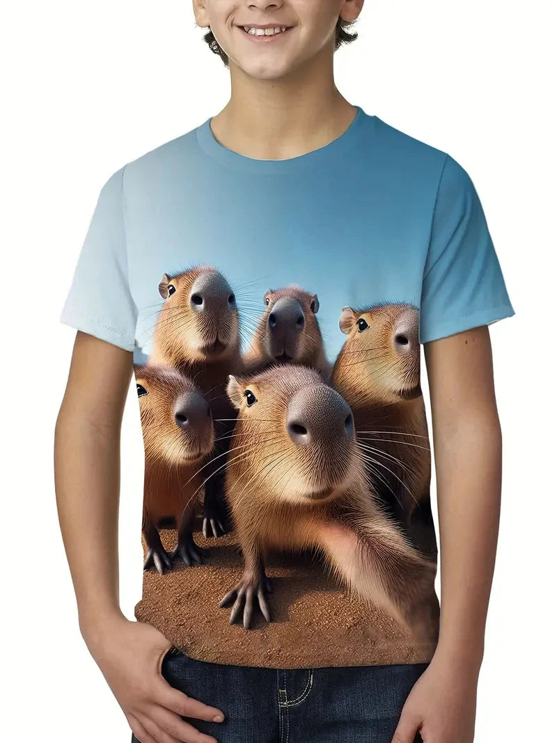 Kapybara T-shirts med 3D tryck