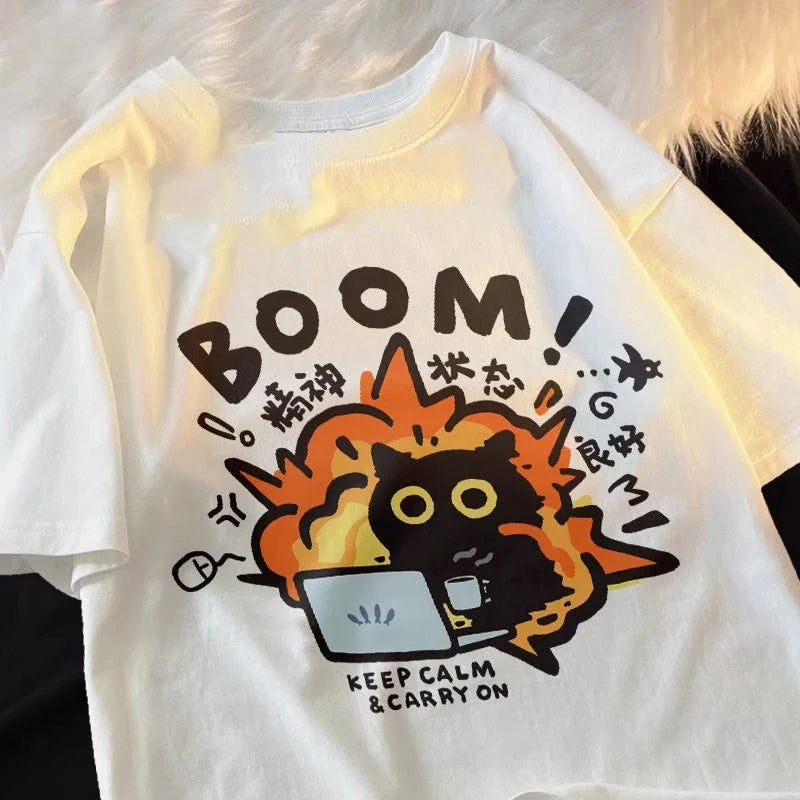 T-Shirt, Keep calm & carry on (Katt)