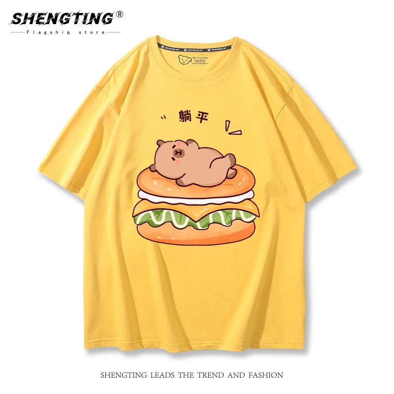 Kapybara, T-Shirt (Gul, svart, vit)