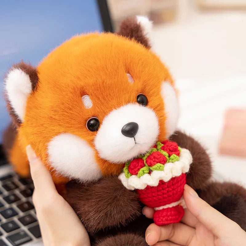 Röd Panda med blommor