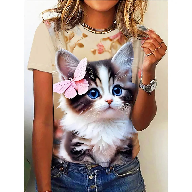 Katt, T-Shirt (3D tryck)
