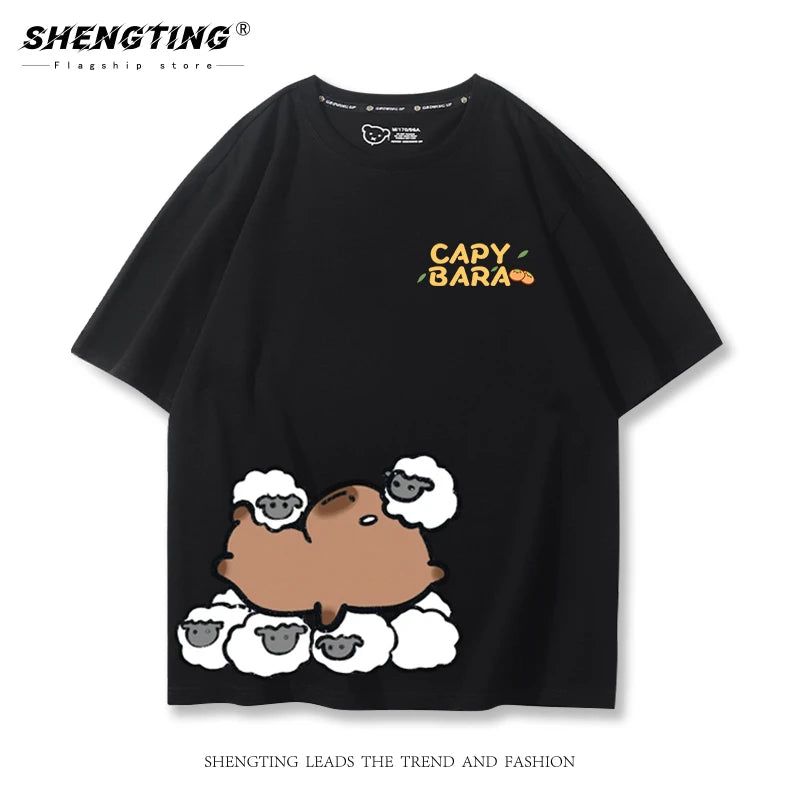 Kapybara, T-Shirt (Gul, svart, vit)