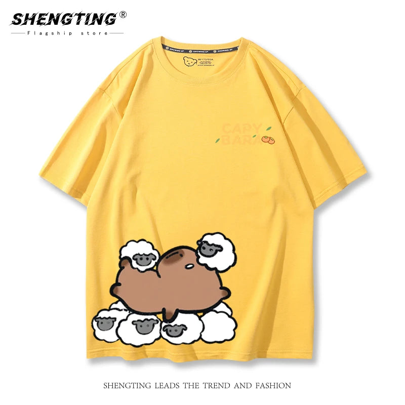 Kapybara, T-Shirt (Gul, svart, vit)