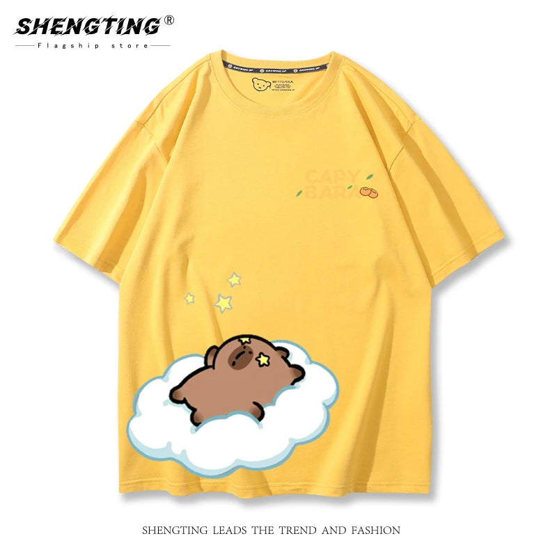 Kapybara, T-Shirt (Gul, svart, vit)